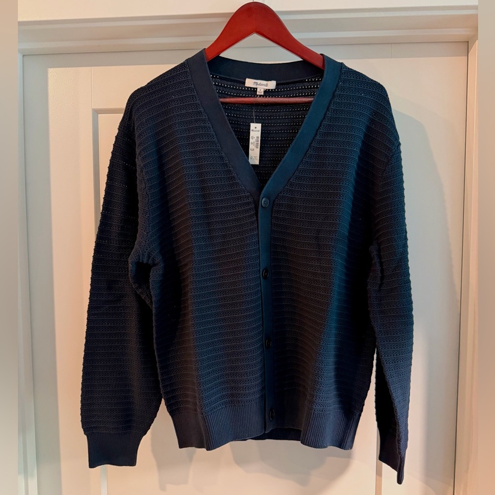 Made Well Men's Navy Blue Cardigan Sweater - Size Medium